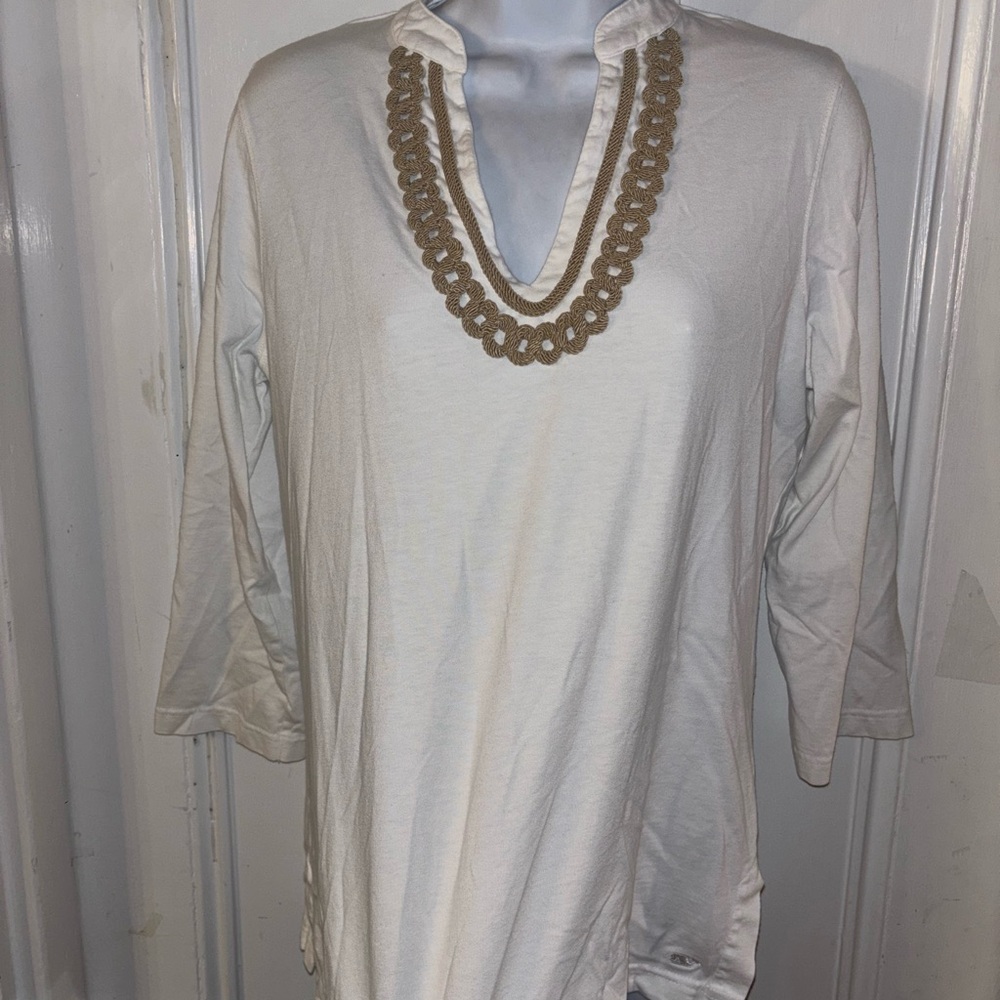 White Tunic Top with Tan vineyard vines mint con
